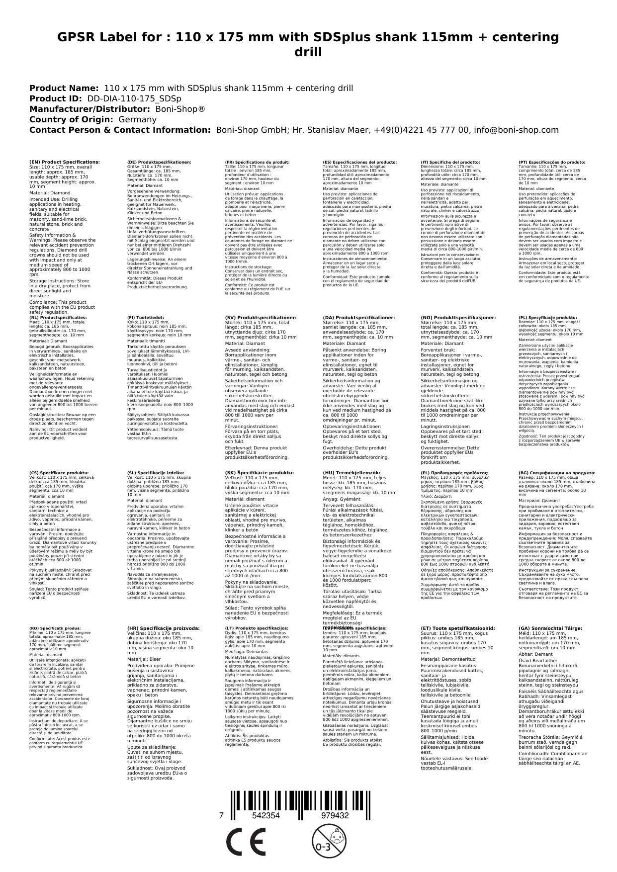 Diamantbohrkrone 110mm SDS Plus – Zentrierbohrer nicht im Lieferumfang