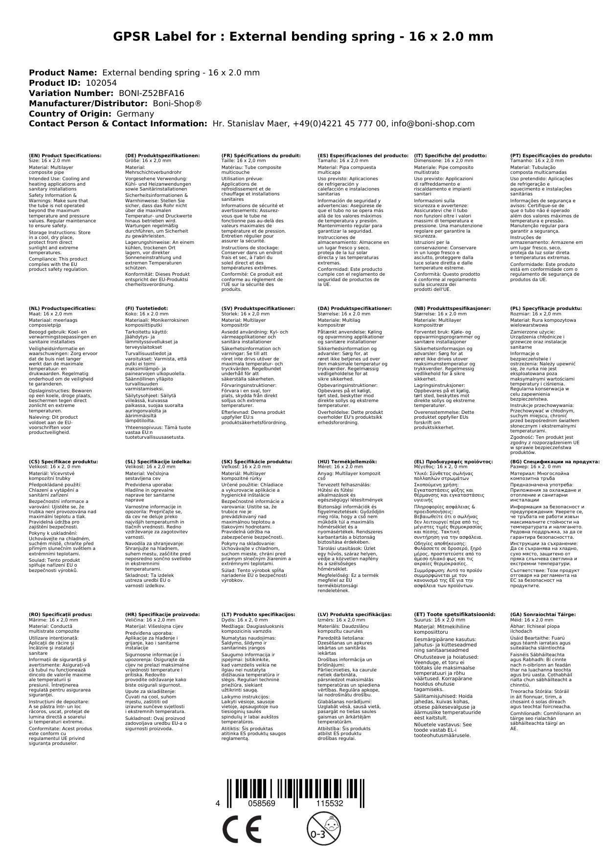 Außenbiegefeder 16 mm, Biegefeder, Rohr biegen