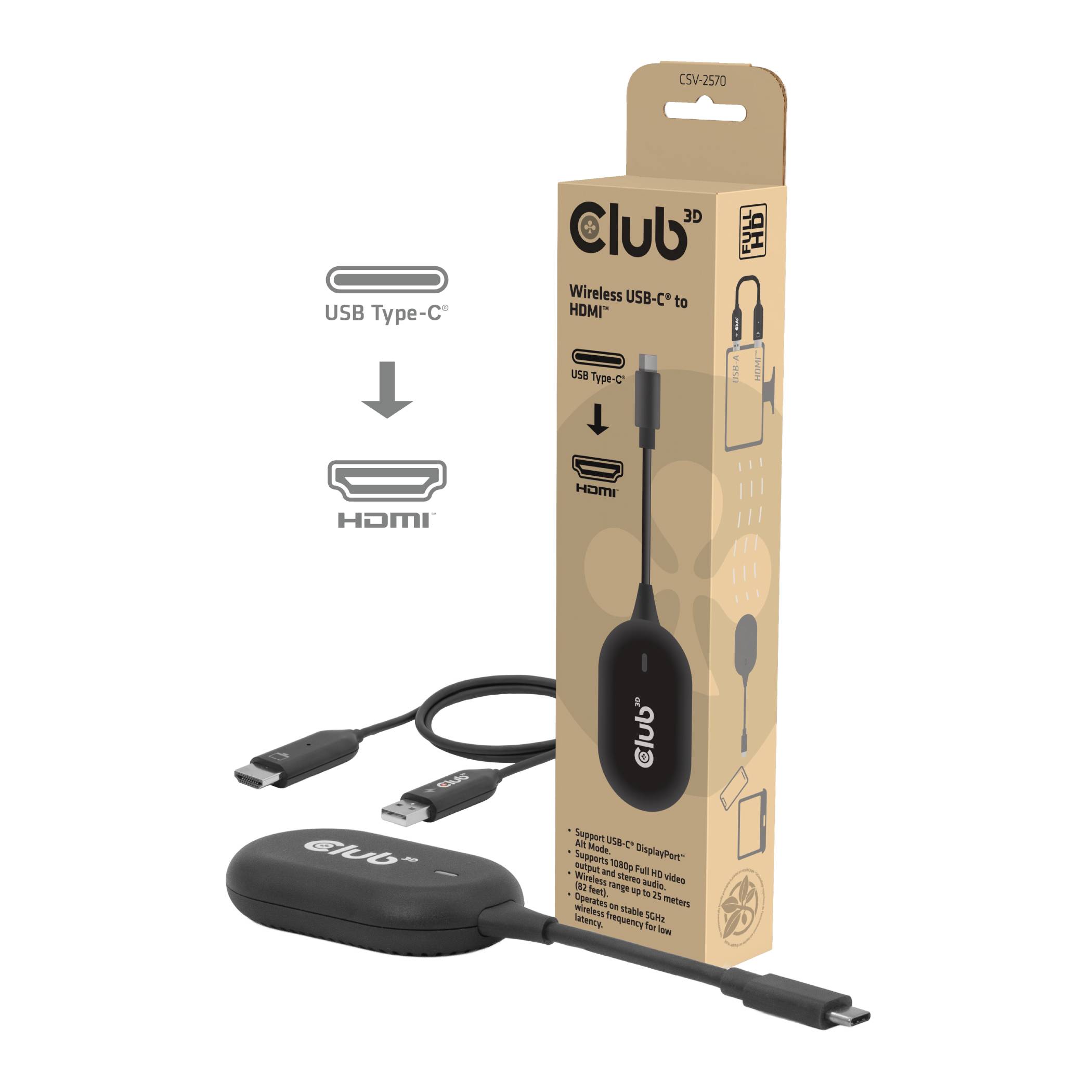 Club3D Wireless USB-C > HDMI Streaming Kit Full-HD 25m