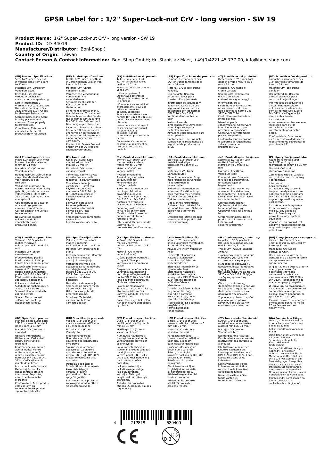 19mm Nuss, 1/2 Zoll Stecknuss, Super Lock, lange Ausführung