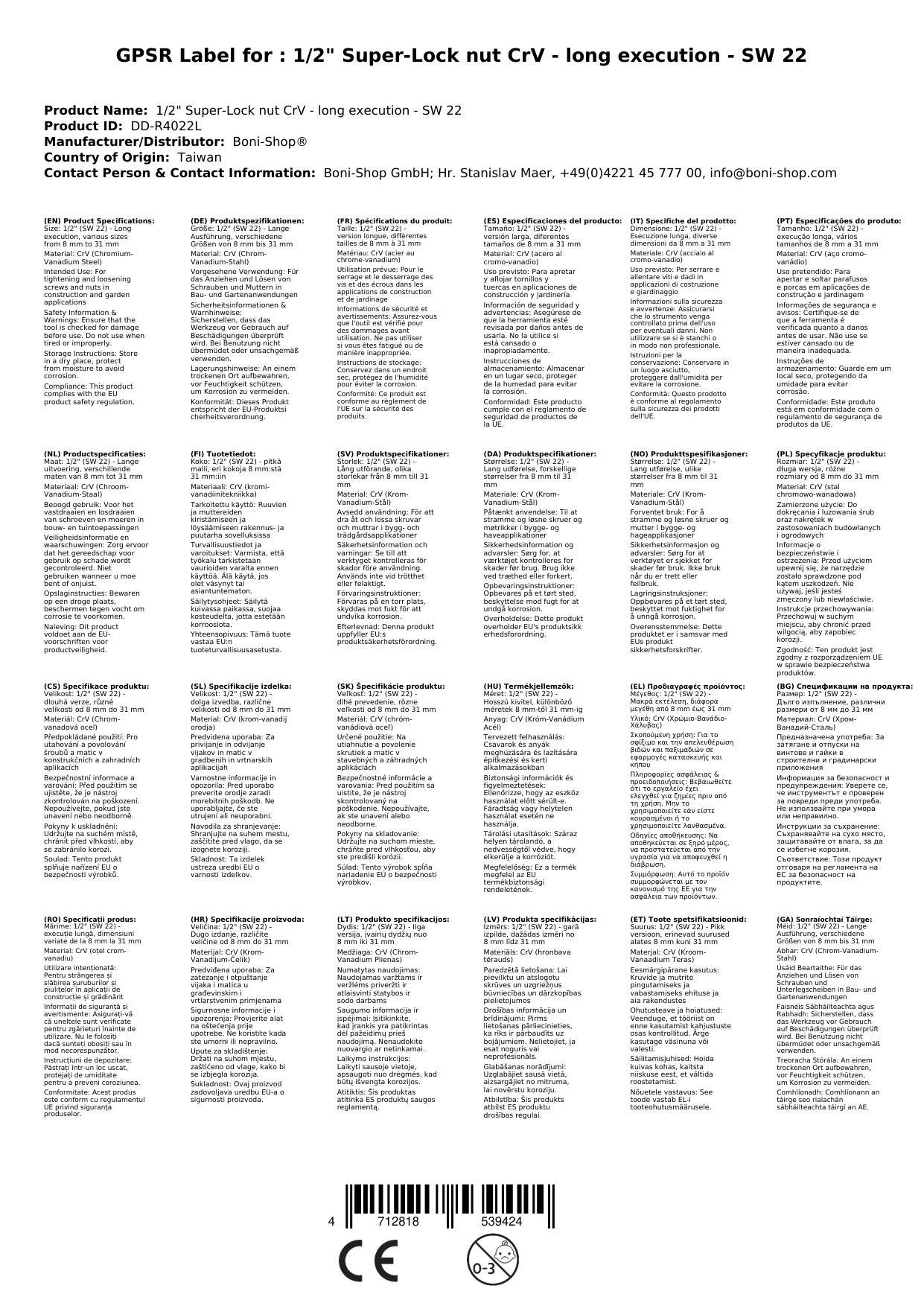 22mm Nuss, 1/2 Zoll, Stecknuss, Superlock, CrV