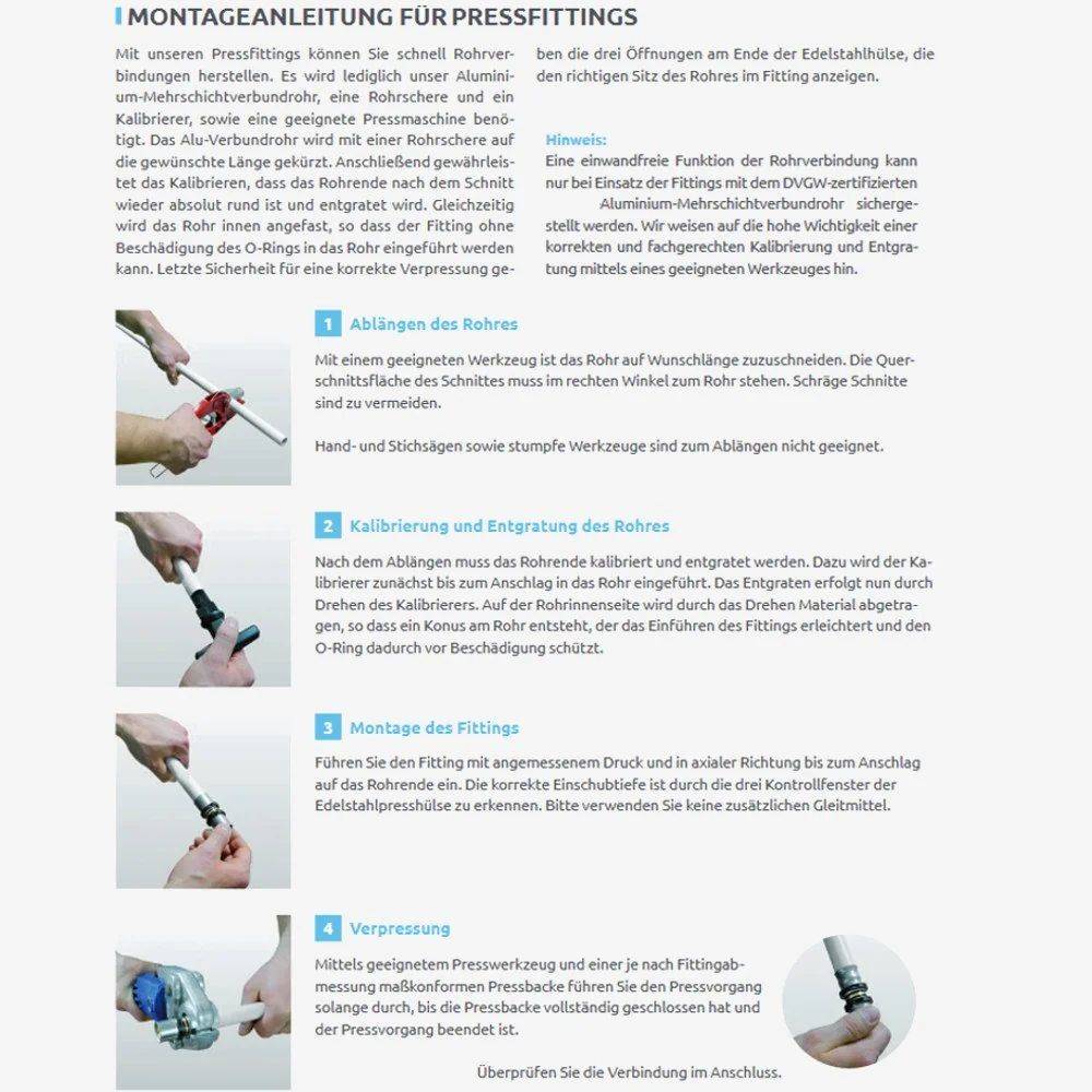 Pressfitting Wandwinkel einfach 20 x 2 - 1/2 IG 52 mm