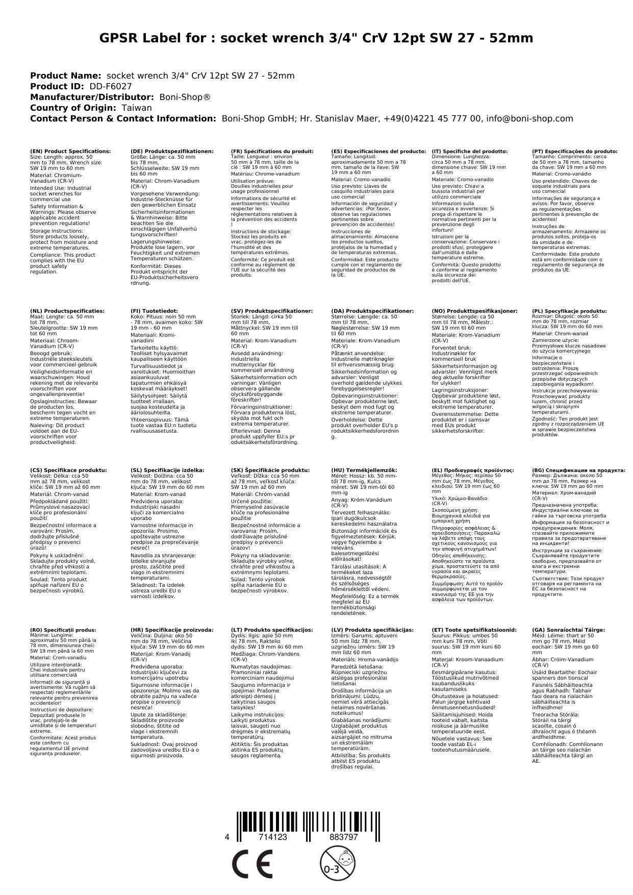 3/4 zoll Nuss, 12-kant Nuss, SW 27, Steckschlüssel Nuss