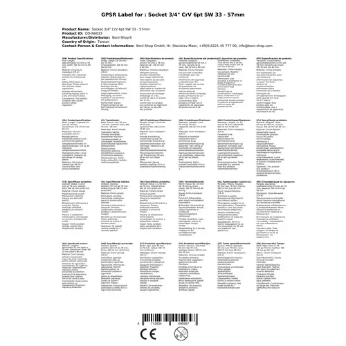 3/4 Zoll Nuss, Steckschlüssel Nuss CrV, 6 Kant 3/4 Zoll Nuss, Steckschlüssel Nuss CrV, 6 Kant