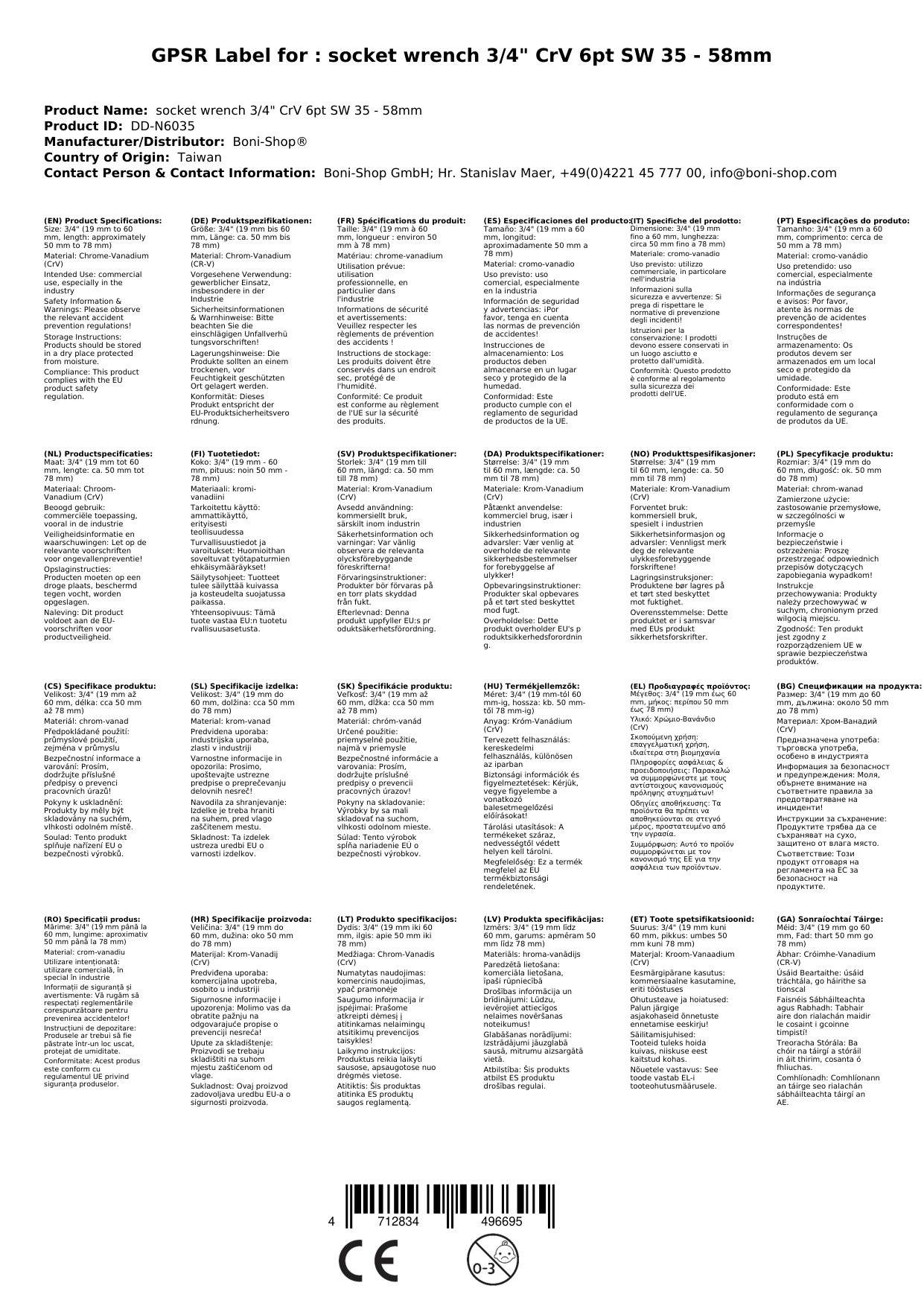 3/4 Zoll Nuss, Steckschlüssel Nuss, 35-58mm, 6 Kant