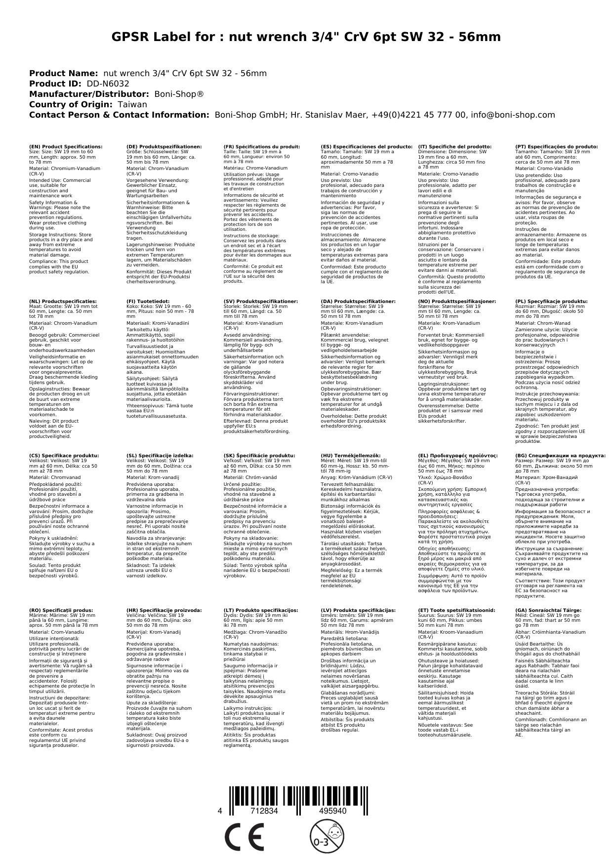 3/4 zoll Nuss, Steckschlüssel CrV, 6 kant