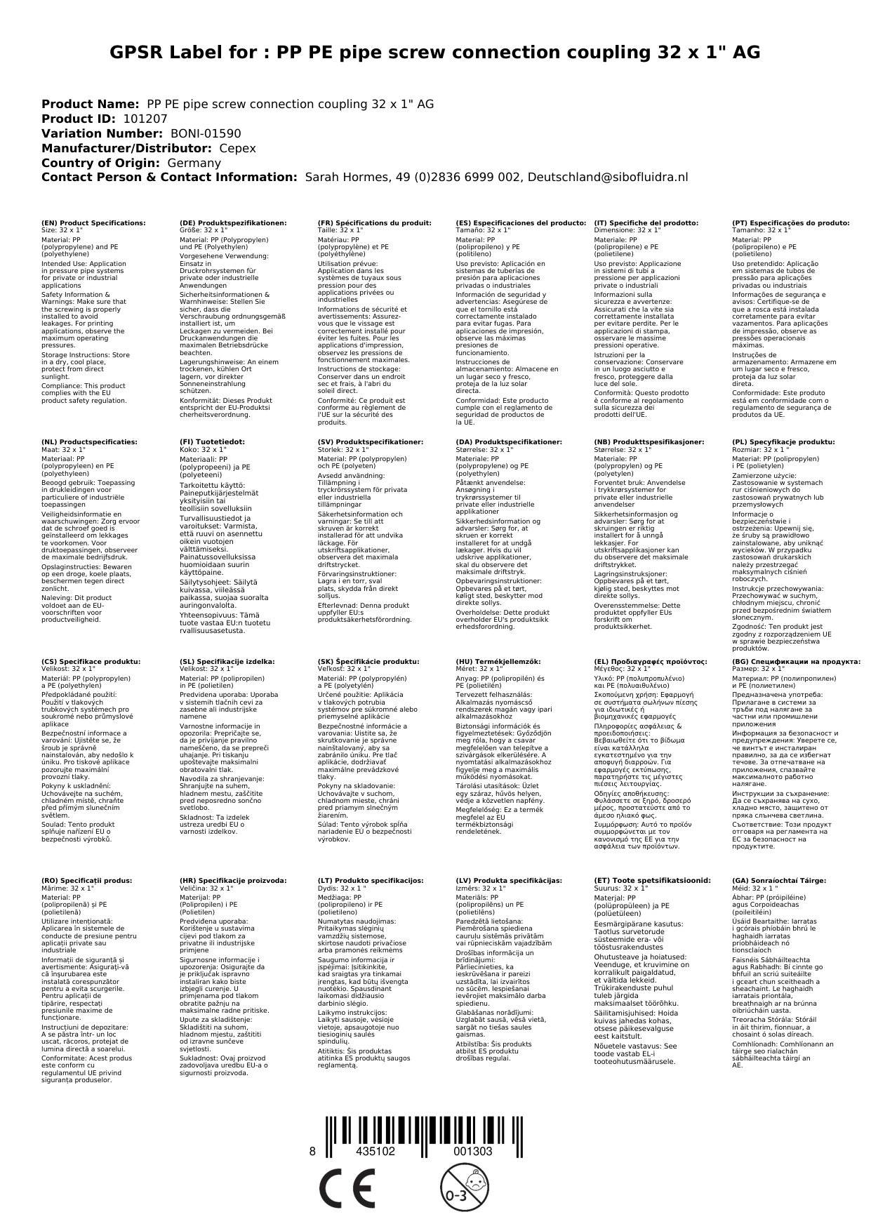 PE Rohr Verschraubung, Kupplung 32mm, Klemmfitting, Trinkwasser