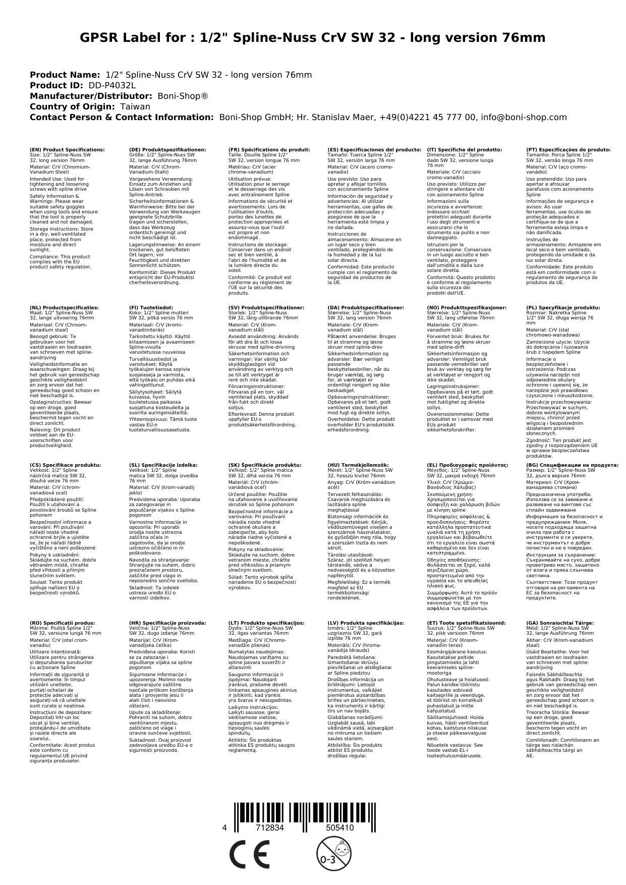 Vielzahn Nuss 1/2 Zoll, 32mm, lang