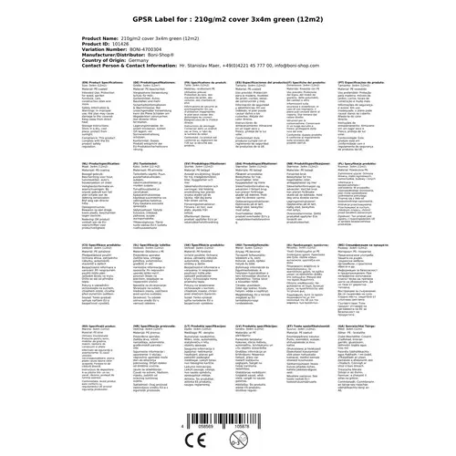 Abdeckplane 210g/m², 3x4m grün, wasserdicht, reißfest (12m²) Abdeckplane 210g/m², 3x4m grün, wasserdicht, reißfest (12m²)