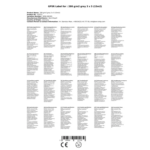 Abdeckplane 280 g/m², 3x5m grau (15m²), wasserdicht und reißfest Abdeckplane 280 g/m², 3x5m grau (15m²), wasserdicht und reißfest