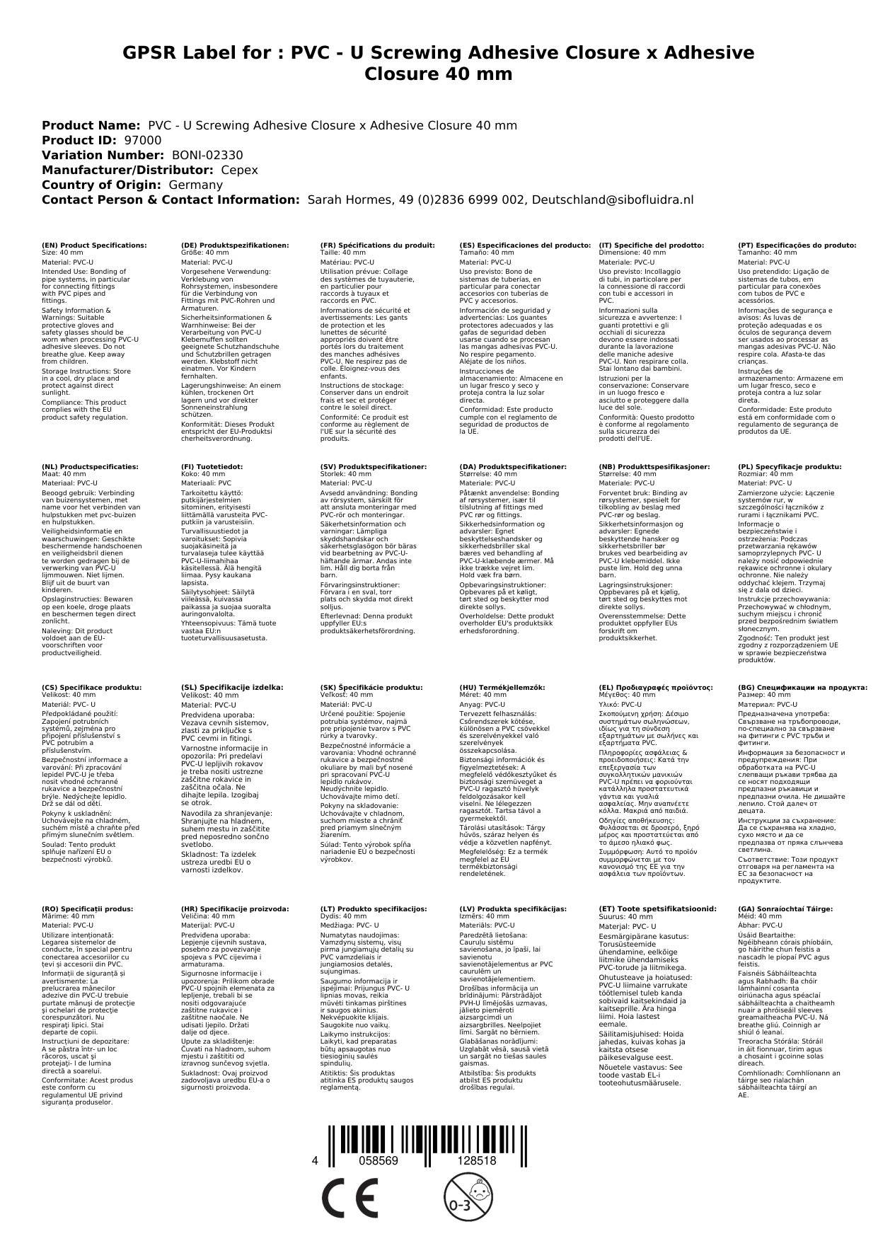 PVC Fittinge, 40mm Klebemuffe, PVC-U Rohrverbinder, Klebefitting
