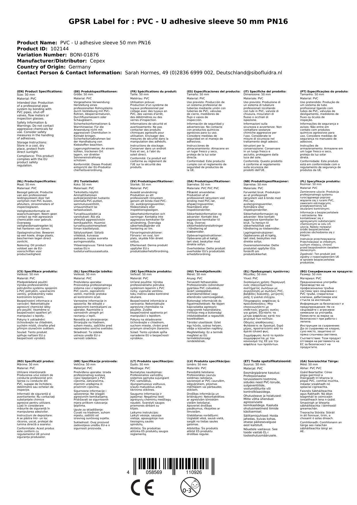 PVC Fittinge, Klebemuffe 50mm PN16, PVC-U Rohrverbinder