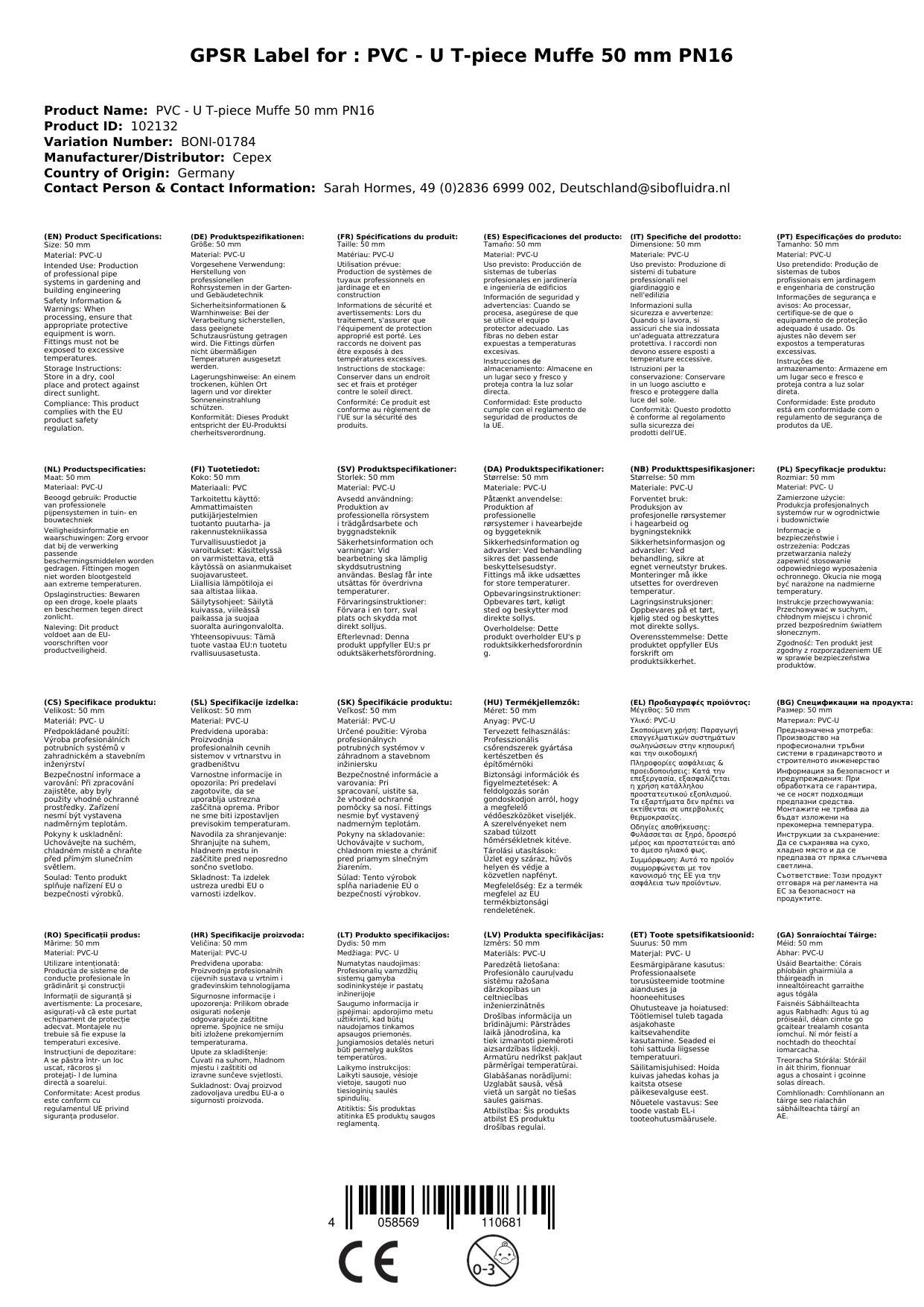 PVC Fittinge, T-Stück 50mm Muffe, PVC-U PN16 Rohrverbinder