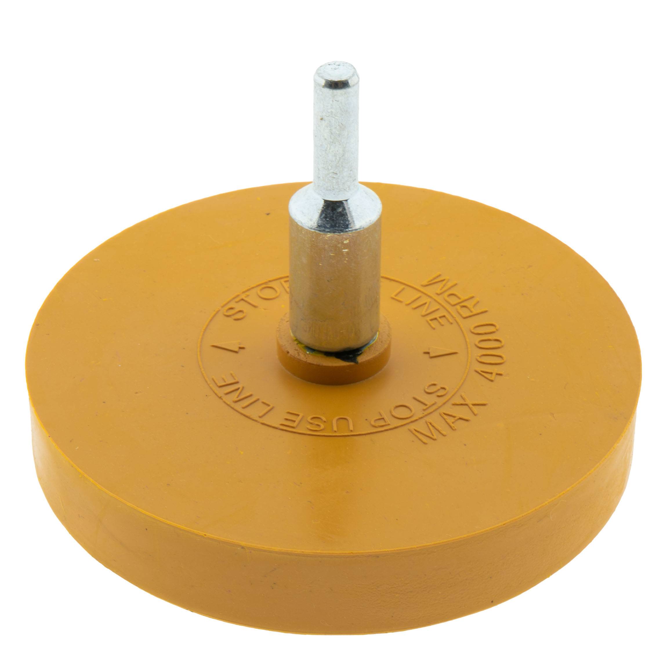 3 x Radierscheibe 85mm Gelb – Folienradierer mit 6mm Schaft Spar-Set