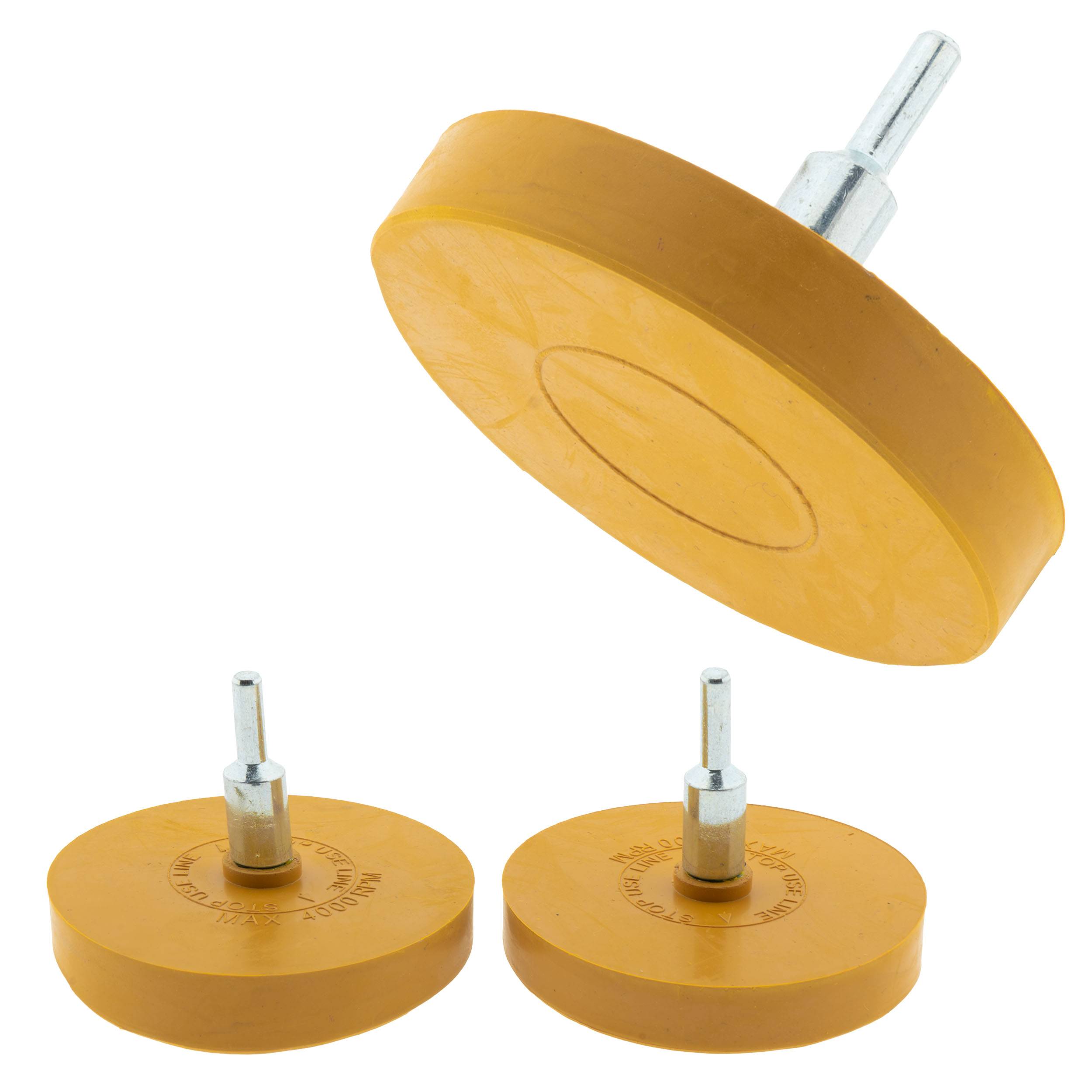 3 x Radierscheibe 85mm Gelb – Folienradierer mit 6mm Schaft Spar-Set
