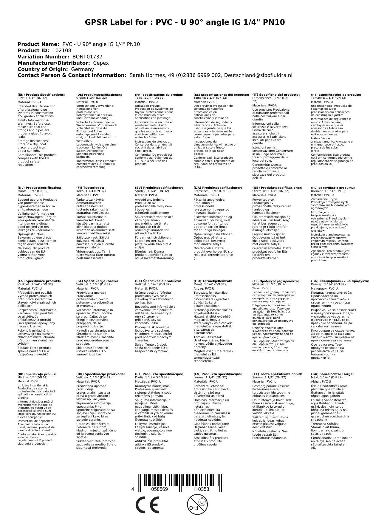 PVC Winkel 90 Grad, PVC-U, 1 1/4 Zoll Innengewinde, PN10, Rohrverbindungen