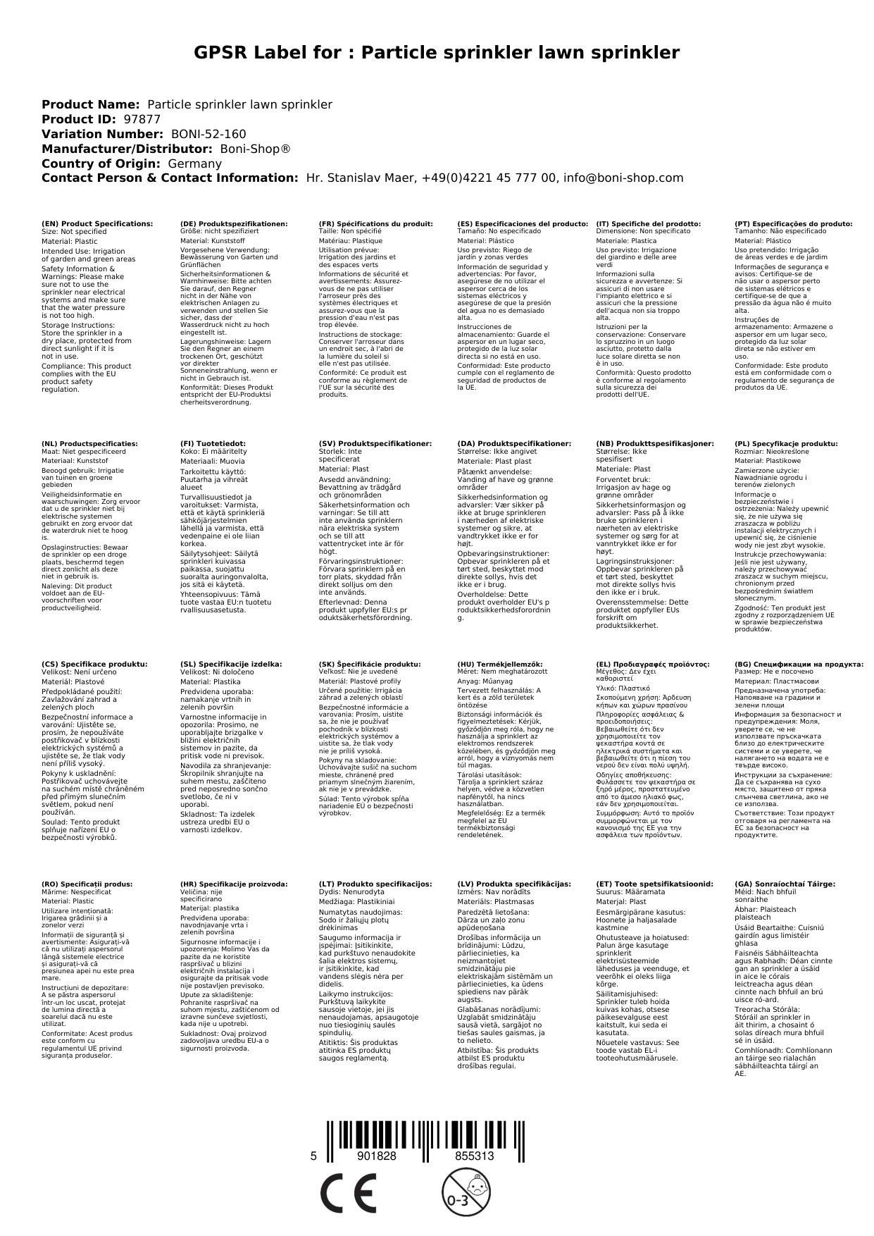 Rasensprenger, Teilkreisregner, Gartensprenger mit Erdspiess