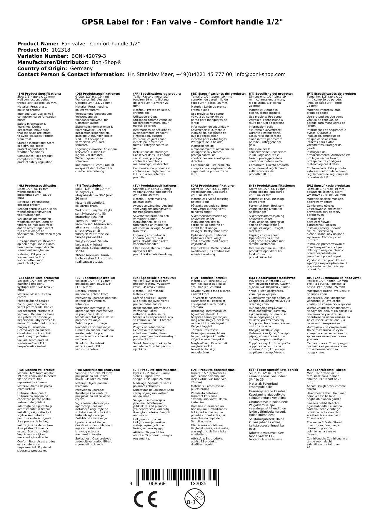 Schrägsitzventil, Geräteventil 1/2 Zoll, Wandventil mit Comfortgriff