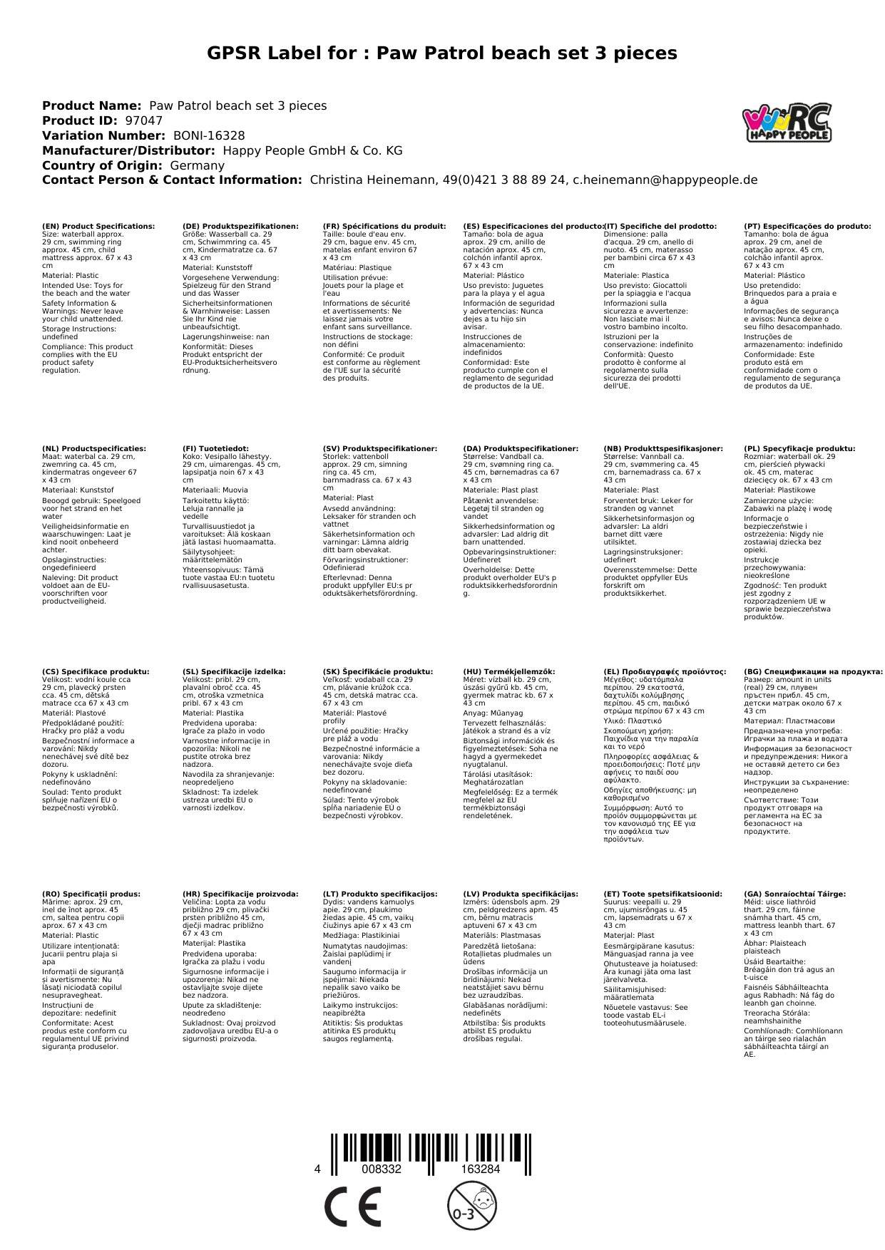 Strandspielzeug Set 3-teilig, Wasserball, Schwimmreifen, Kindermatratze