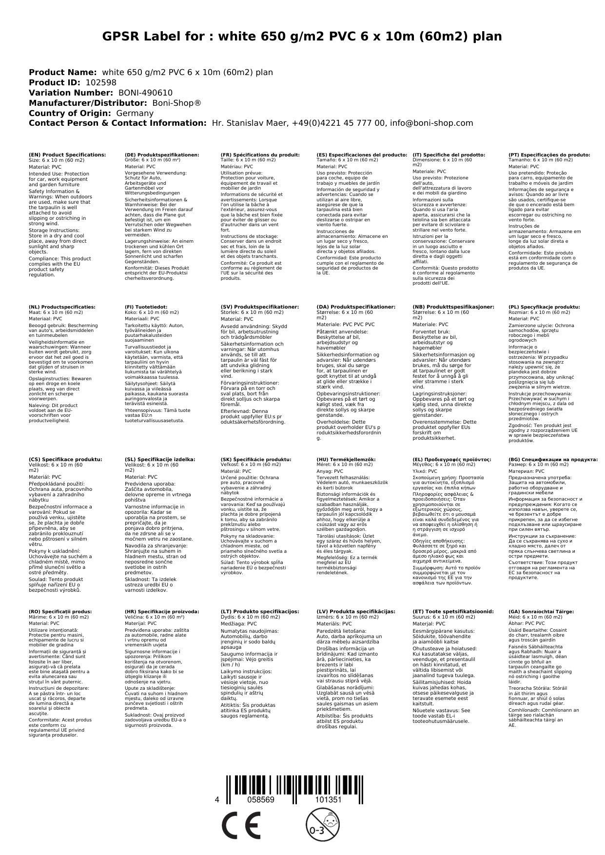 Abdeckplane, Gewebeplane 650 g/m² PVC Plane, 6x10m wasserdicht & reißfest