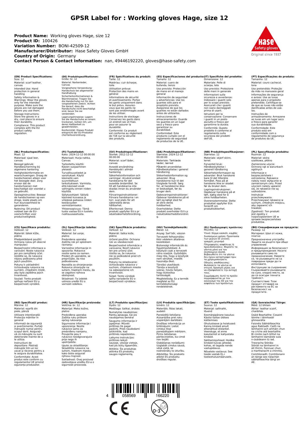 Arbeitshandschuhe, Leder, Gr. 12, Bau, Montage