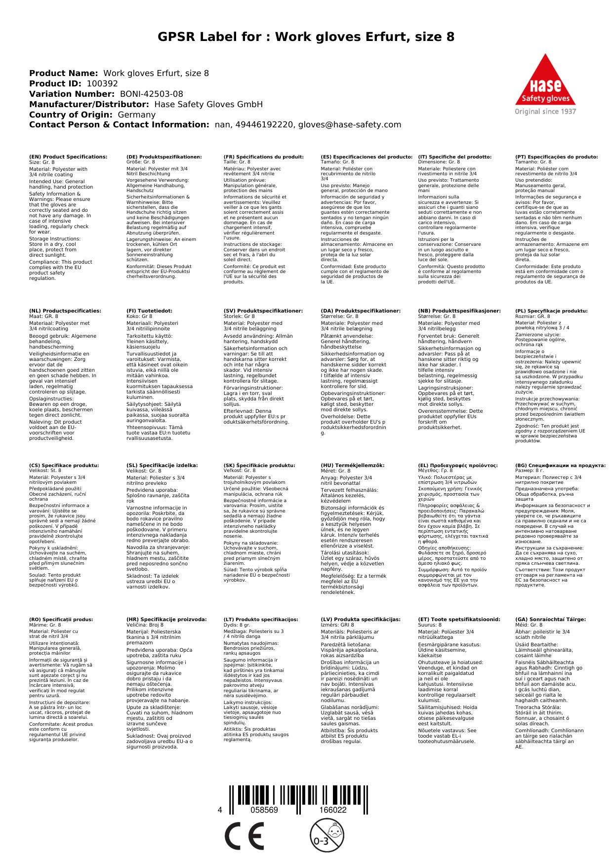 Arbeitshandschuhe Nitril, Gr. 8, gelb