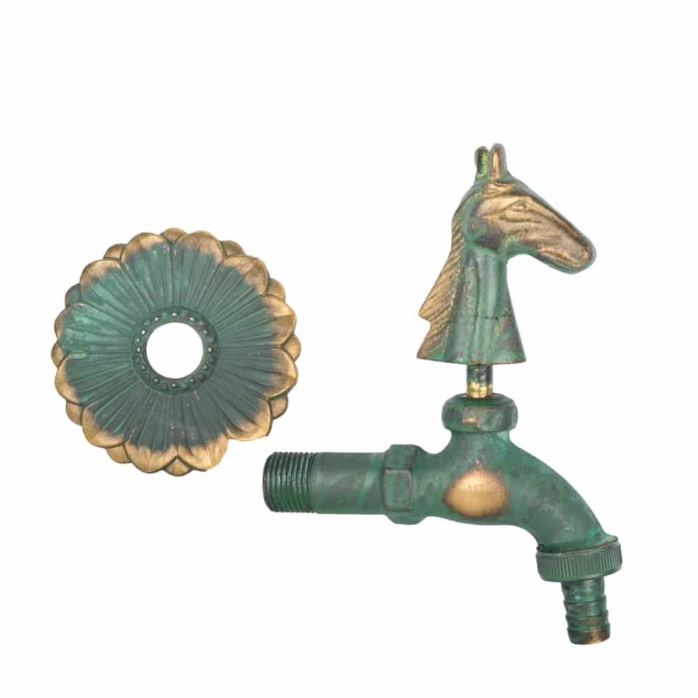 Nostalgie Auslaufventil Pferdekopf patiniert 1/2"