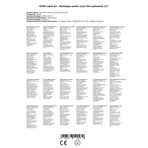 Auslaufventil 1/2 Zoll, Nostalgie Auslaufventil Fisch, Messing patiniert Auslaufventil 1/2 Zoll, Nostalgie Auslaufventil Fisch, Messing patiniert