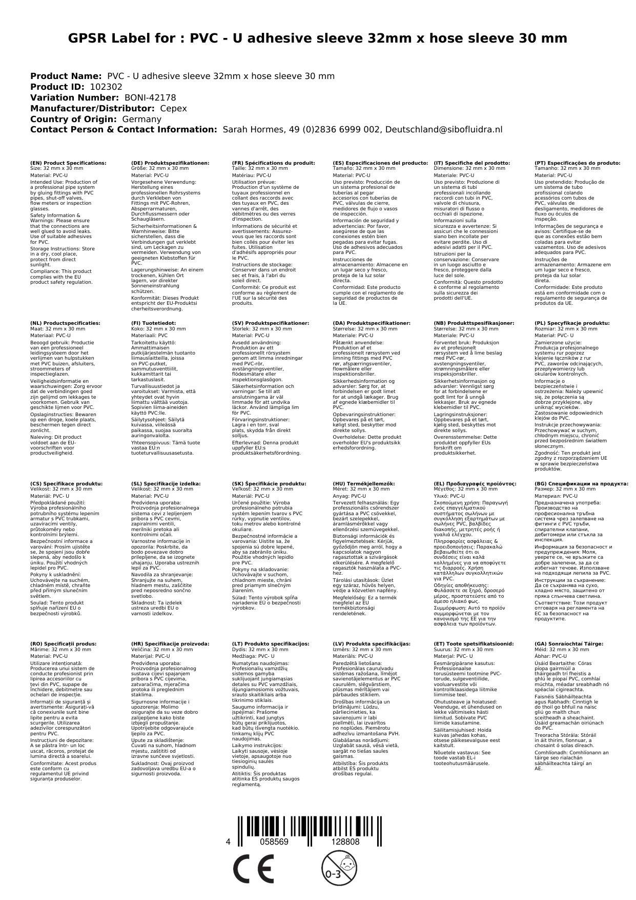 PVC Fittings, Klebetülle 32mm, Schlauchtülle 30mm, Boni-Shop