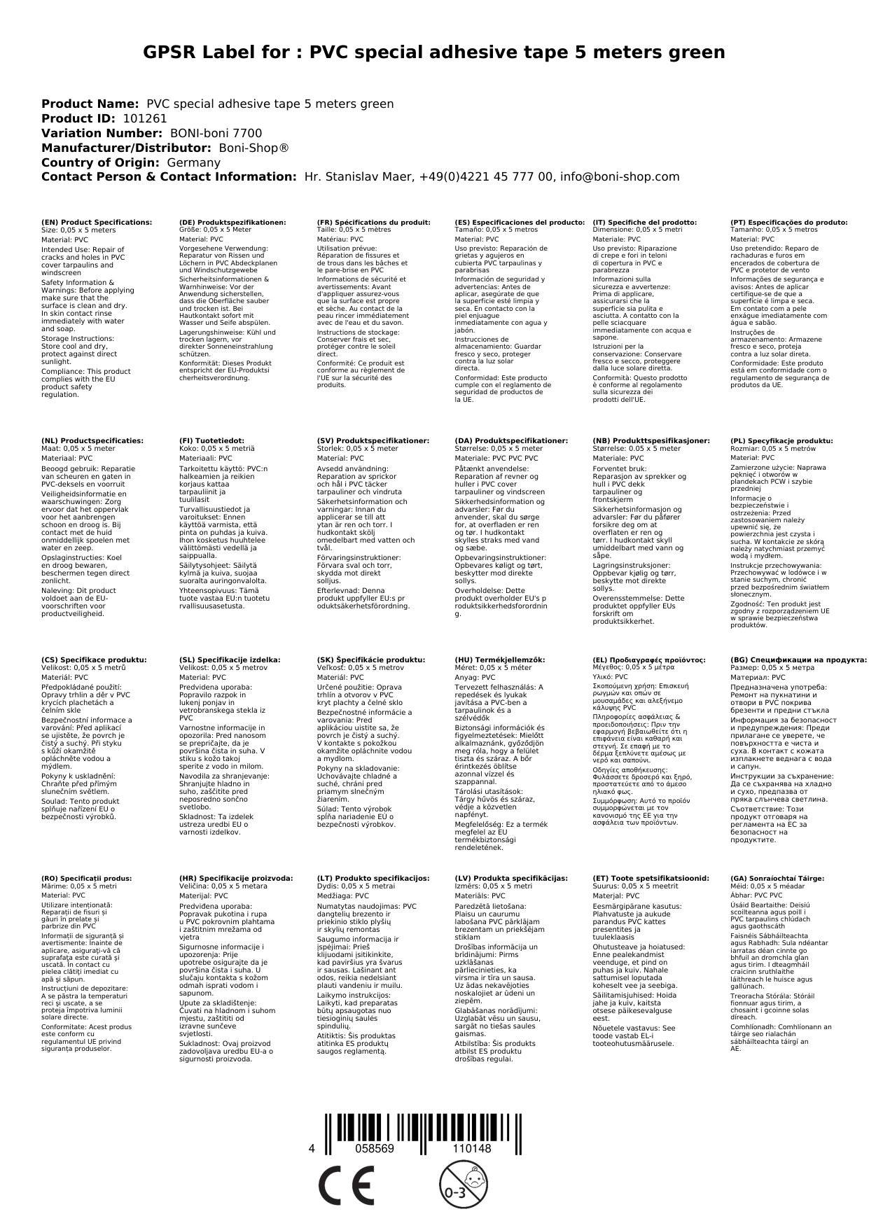 PVC Spezialklebeband 5 Meter grün