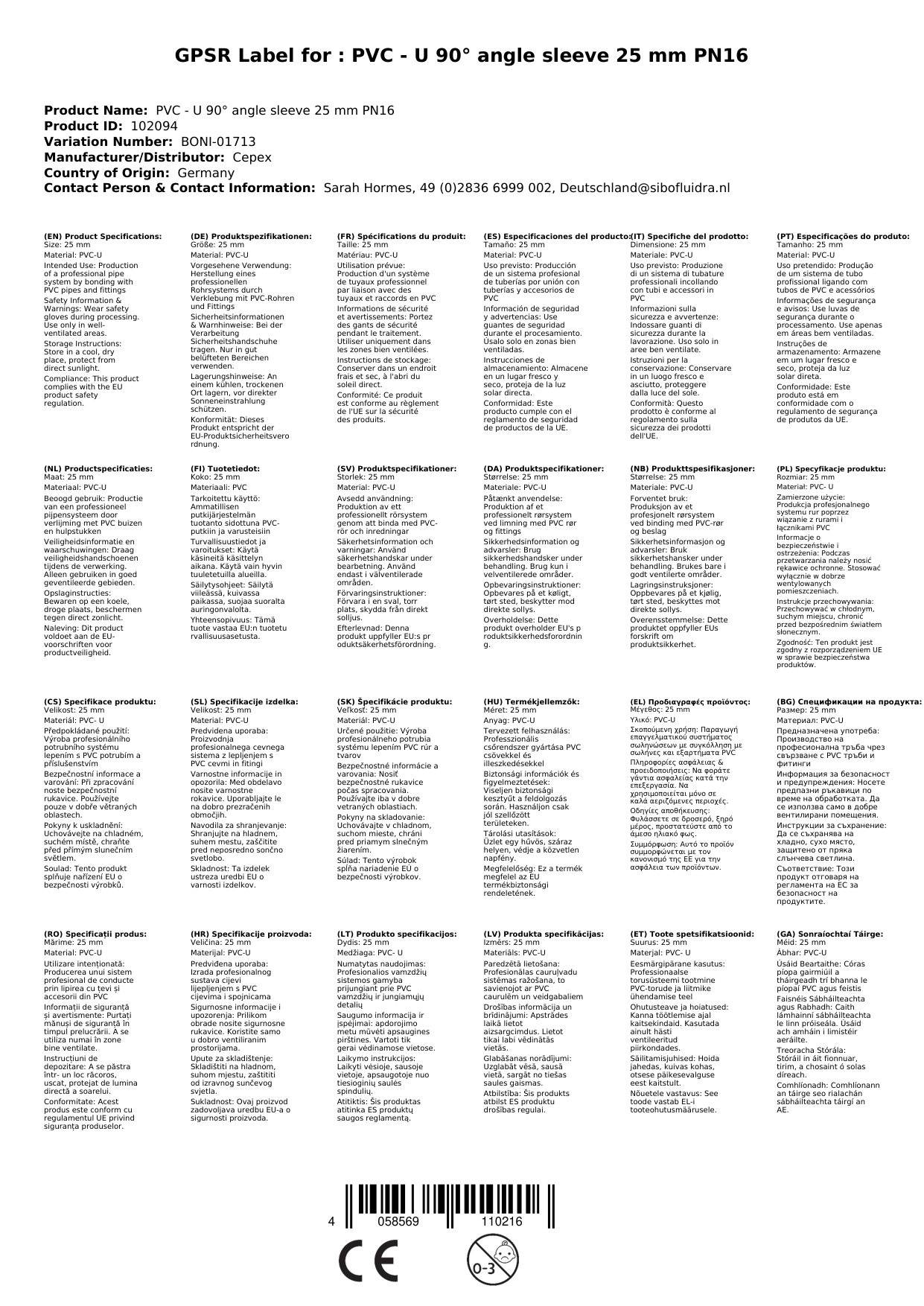 PVC Winkel 90 Grad, PVC Muffe, Winkel 25mm, PN16