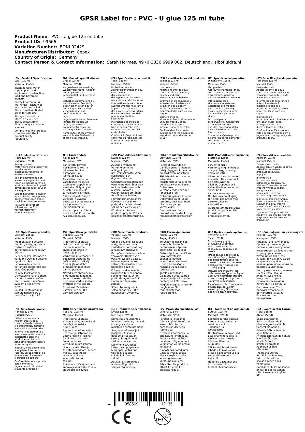 PVC Kleber, PVC-U Kleber 125ml, Rohrverklebung