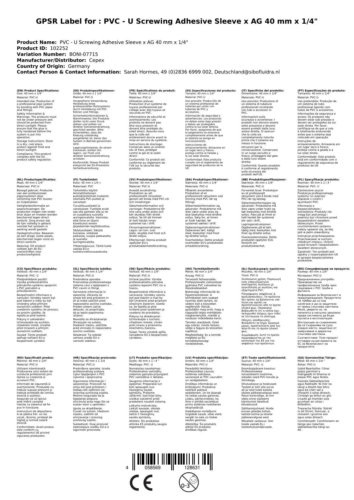 PVC Fittinge, PVC-U Verschraubung Klebemuffe 40mm, Rohrverbinder
