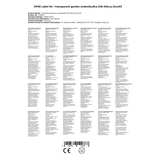 Gartenschirm Schutzhülle transparent, 250-450 cm, reißfest & wetterfest Gartenschirm Schutzhülle transparent, 250-450 cm, reißfest & wetterfest