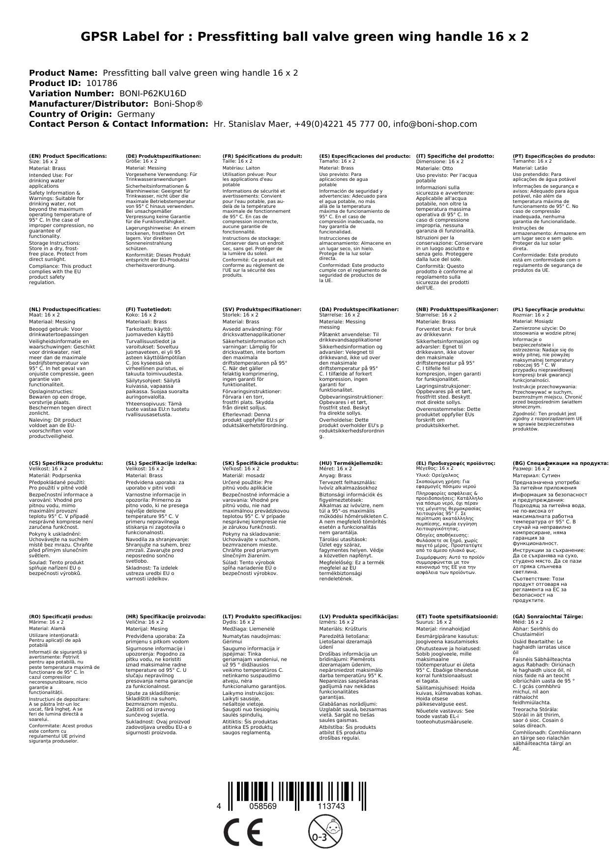 Pressfitting Kugelhahn grün Flügelgriff 16 x 2