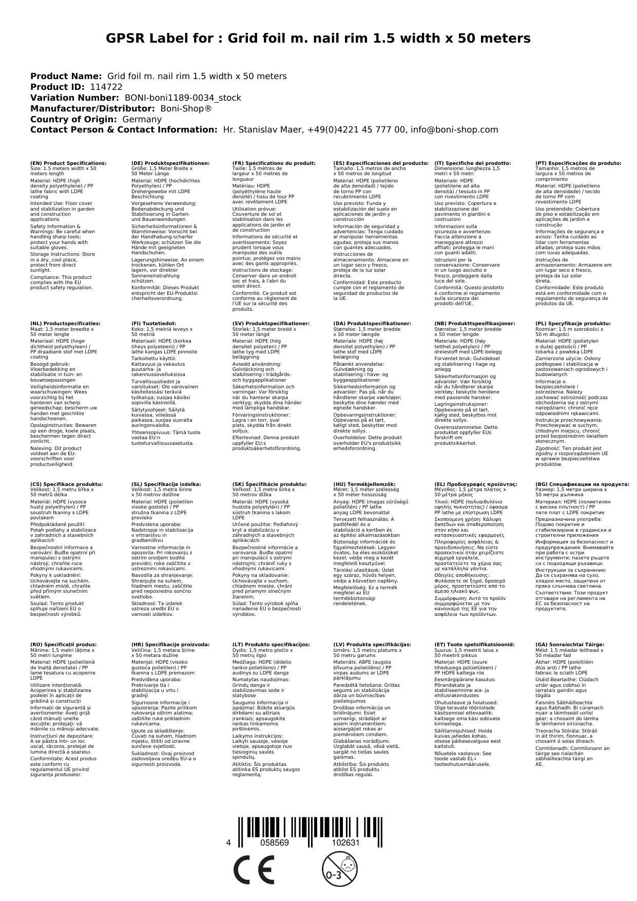 Gitterfolie, Gewächshausfolie, 1,5m Breite, 1m, Nagelrand, transparente Folie