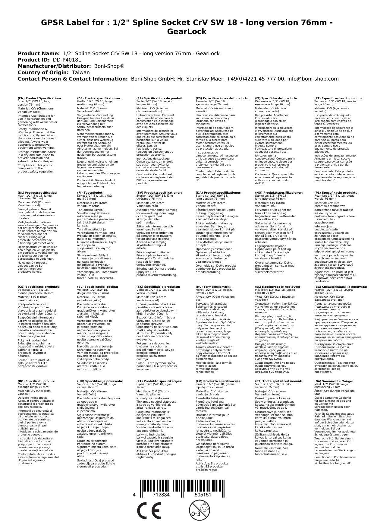 Vielzahn Nuss, 18mm Nuss, 1/2 Zoll Nuss, Vielzahn Stecknuss