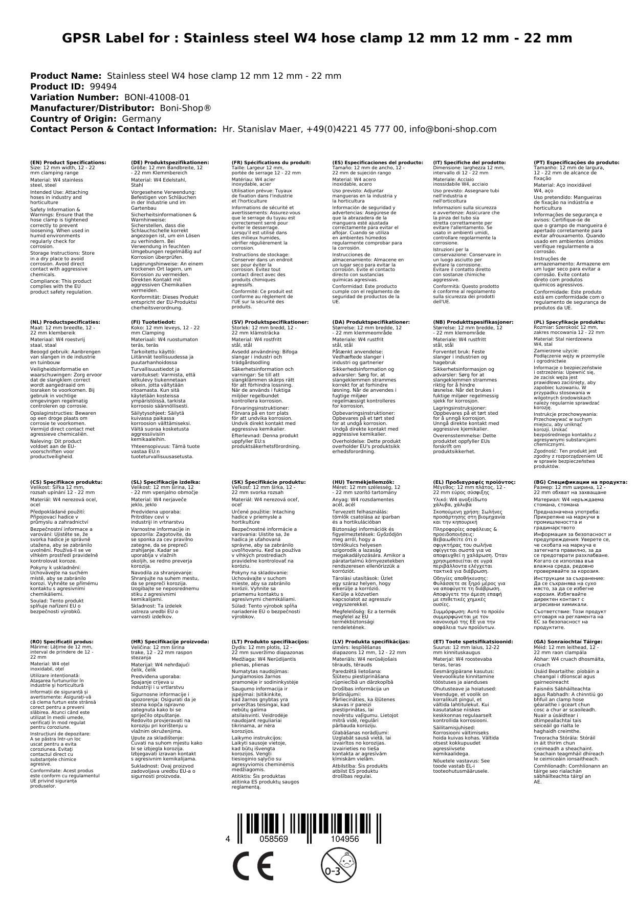 Schlauchschellen Edelstahl W4, 12-22mm, Industrie Qualität