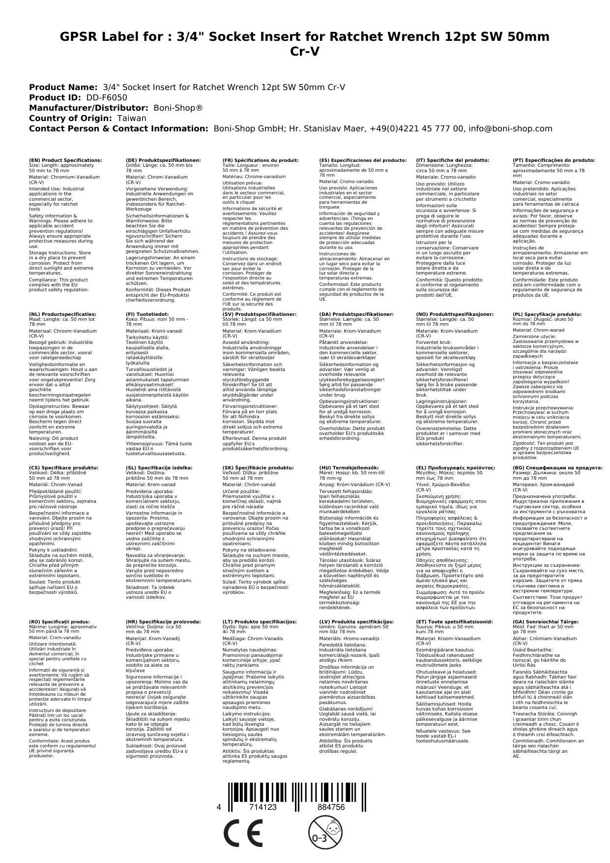 Stecknuss 3/4, 50mm Nuss, 12 Kant, Knarre, Ratsche