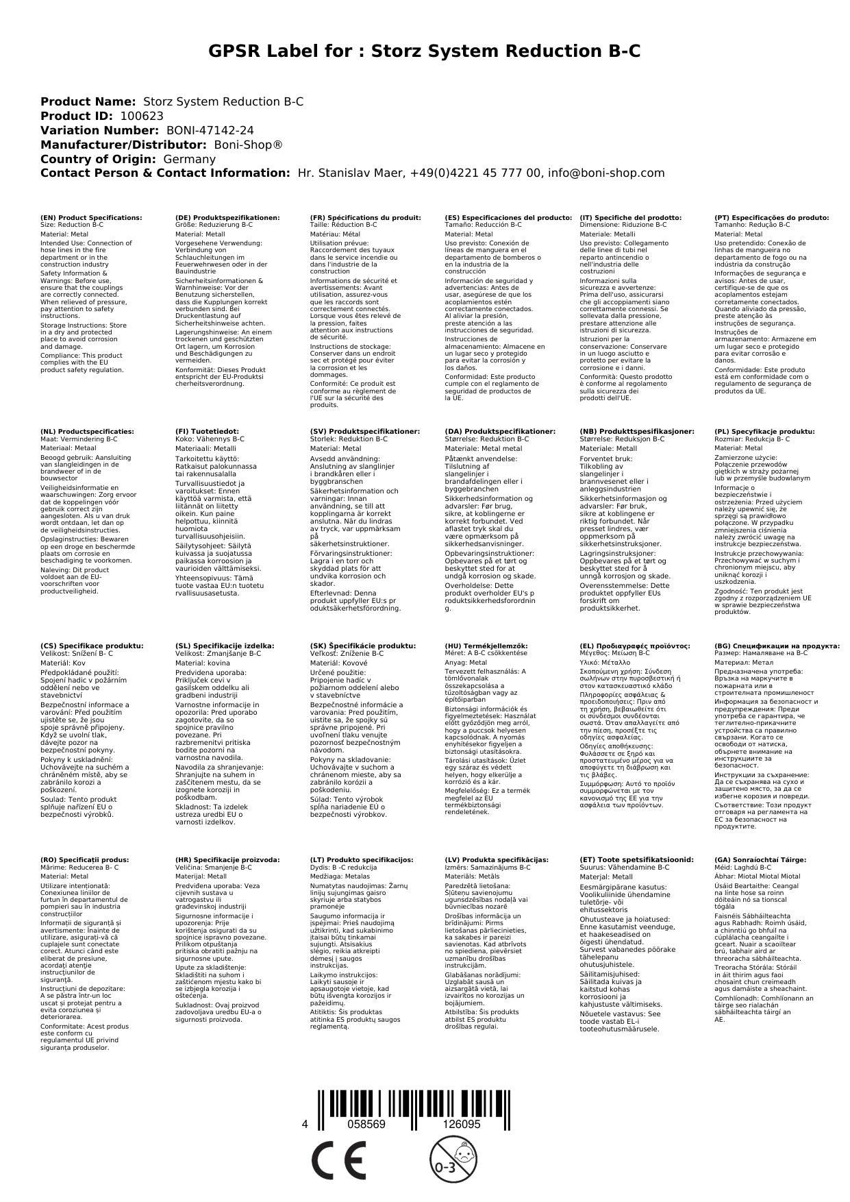 Storz System Reduzierung B-C