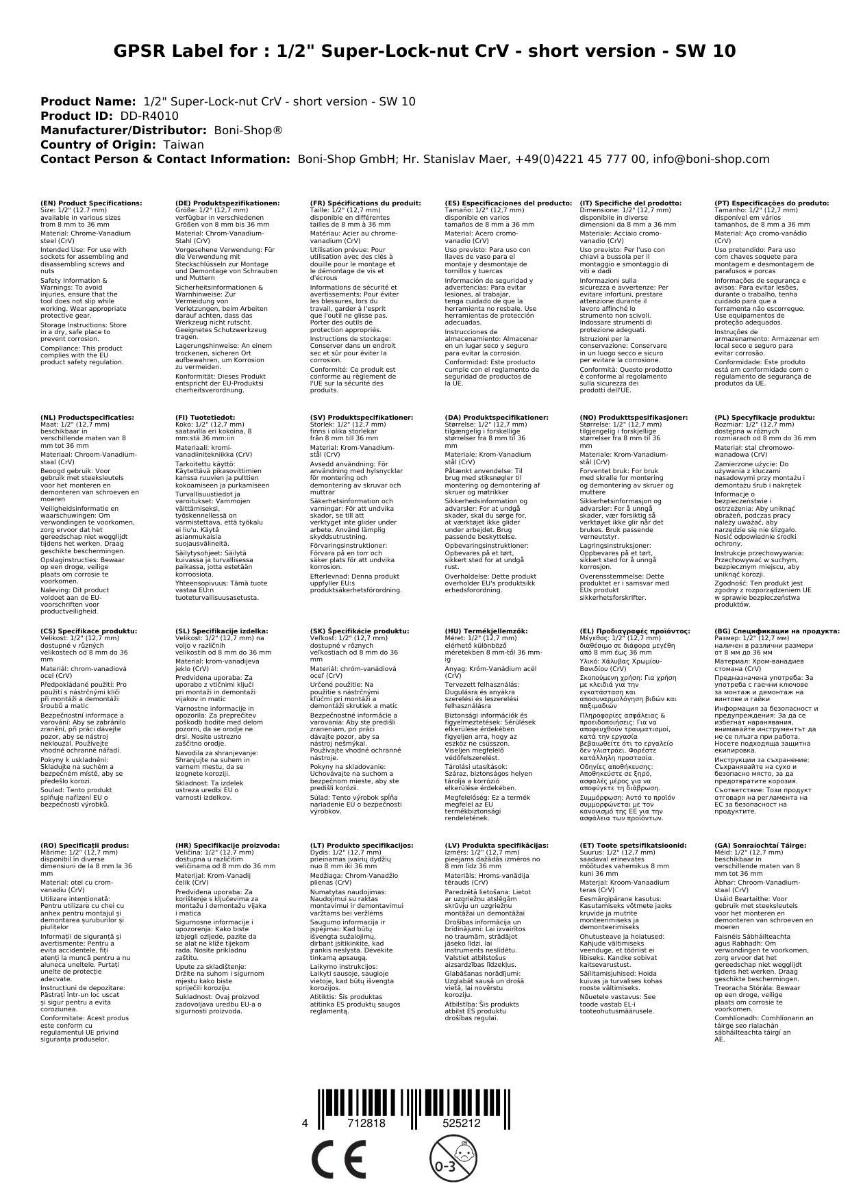 Superlock Nuss, 1/2 Zoll, Nuss SW 10