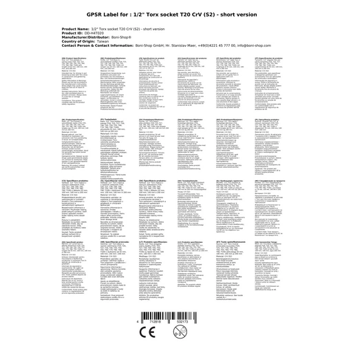 Torx Nuss, Torx Stecknuss, 1/2 Zoll T20, CrV, kurze Ausführung Torx Nuss, Torx Stecknuss, 1/2 Zoll T20, CrV, kurze Ausführung