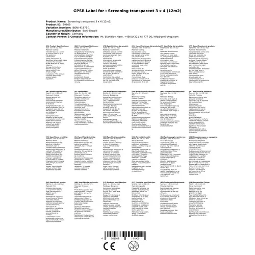 Abdeckplane Transparent 3x4m (12m²) - Gitterfolie, Reißfest, UV-Beständig Abdeckplane Transparent 3x4m (12m²) - Gitterfolie, Reißfest, UV-Beständig