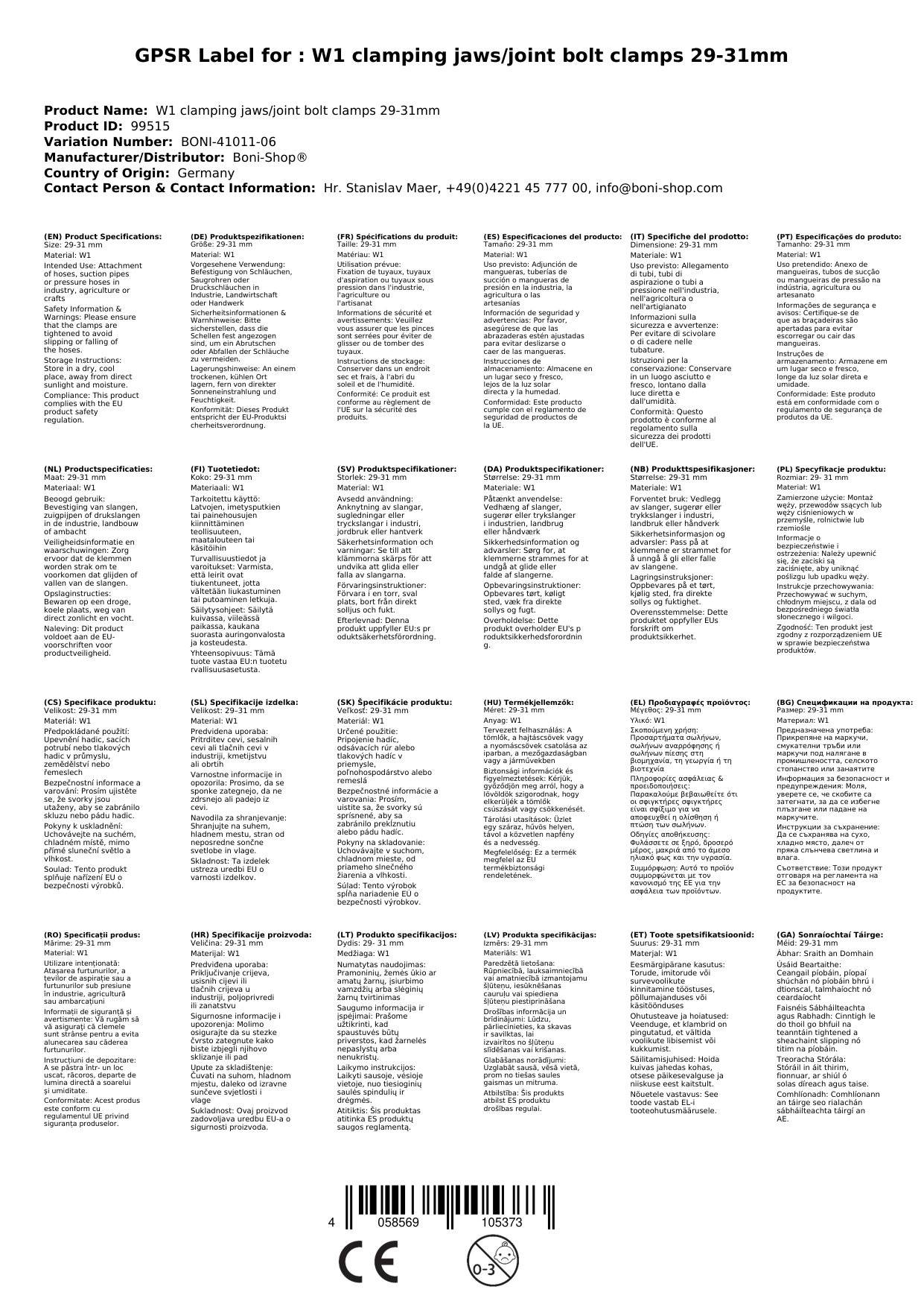 W1 Spannbacken-/ Gelenkbolzschellen 29-31mm