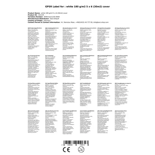 Abdeckplane Weiß, 5x6m (30m²), 180g/m², Wasserdicht und Reißfest Abdeckplane Weiß, 5x6m (30m²), 180g/m², Wasserdicht und Reißfest