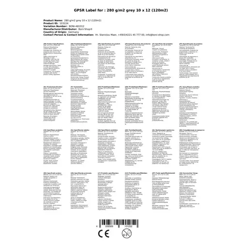 Abdeckplane, 280 g/m², grau 10x12 (120m²), Gewebeplane, Bauplane, wasserdicht Abdeckplane, 280 g/m², grau 10x12 (120m²), Gewebeplane, Bauplane, wasserdicht