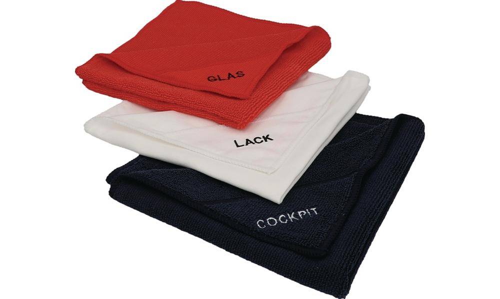 NIGRIN Mikrofasertuch-Set rot, weiß, schwarz