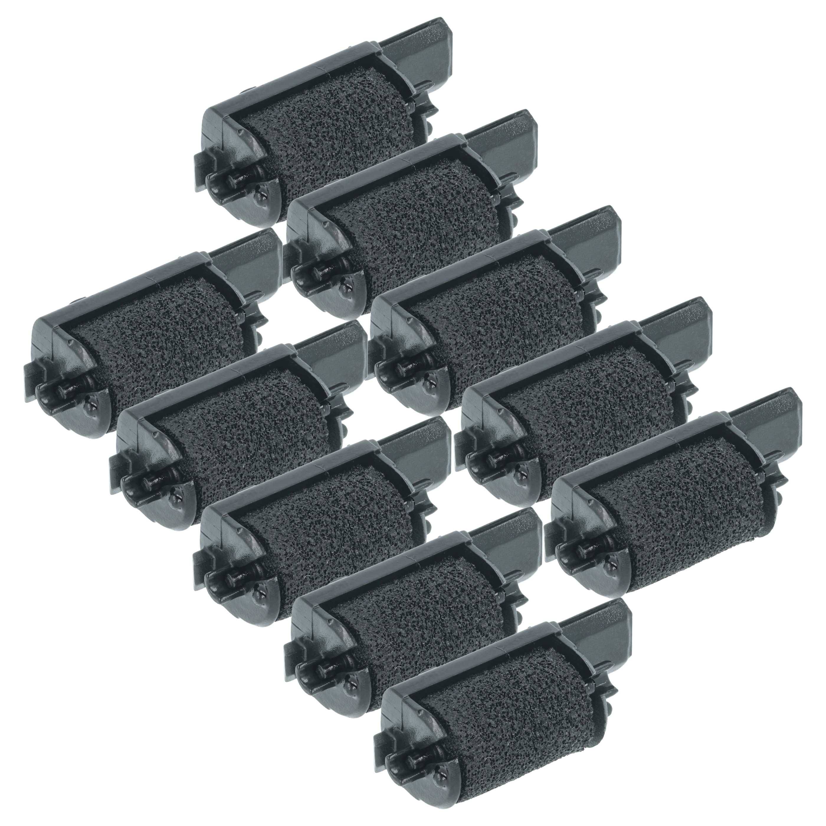 vhbw 10x Farbrolle, Farbwalze Schwarz kompatibel mit Olympia CM 75, 70 Taschenrechner, Registrierkasse