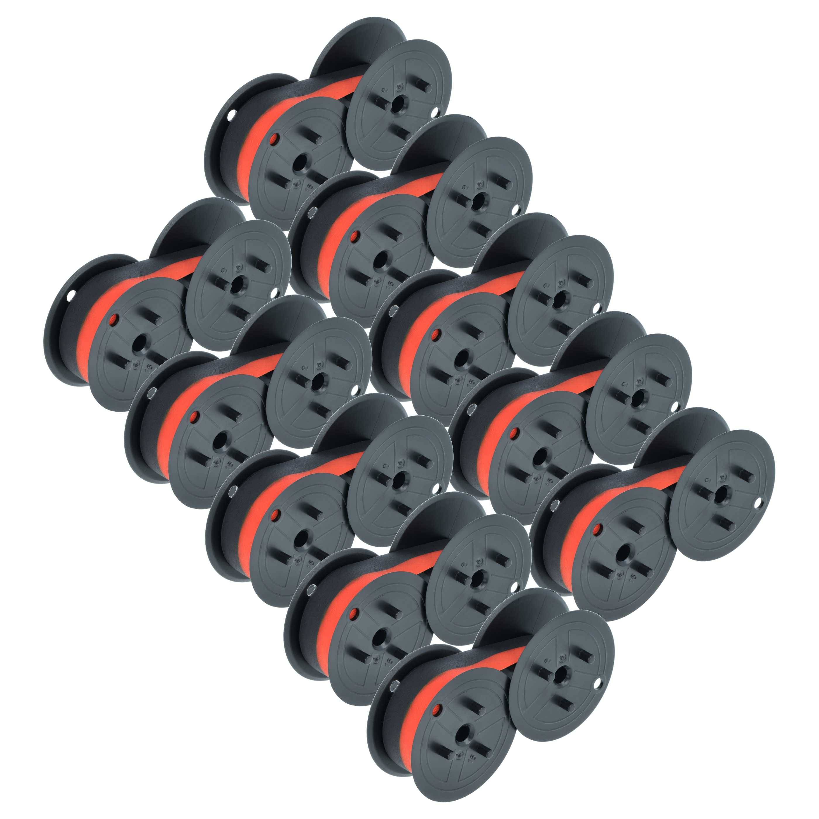 vhbw 10x Farbrolle, Farbwalze Schwarz Rot kompatibel mit Triumph-Adler Twen 131, 1218 Taschenrechner, Registrierkasse