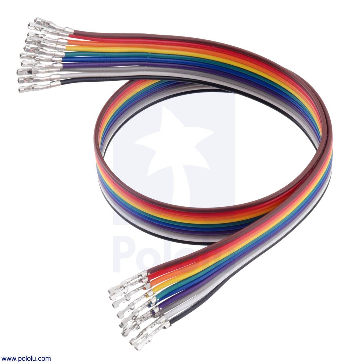 Pololu Ribbon Cable with Pre-Crimped Terminals 10-Color F-F 12" (30 cm)